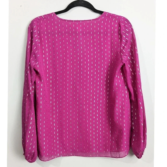 NEW Lilly Pulitzer AARON SILK TOP IN BORDEAUX BERRY RAINBOW METALLIC CLIP - Picture 7 of 7